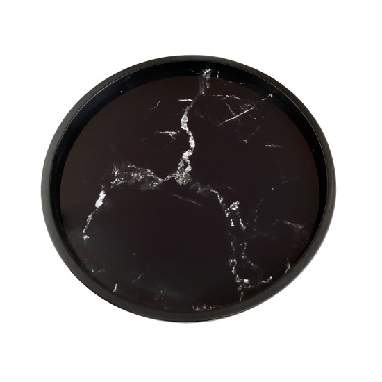 MARM SIDE TABLE ΜΑΥΡΟ ΜΕ PATTERN ΜΑΥΡΟ 49.5x49.5x52cm