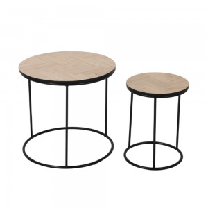 PARKE COFFEE TABLE SET 2ΤΕΜ ΜΑΥΡΟ ΦΥΣΙΚΟ D48-30xH45-40cm