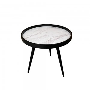 MARM SIDE TABLE MDF ΛΕΥΚΟ ΜΕ PATTERN MDF ΜΑΥΡΟ 49.5x49.5x52cm