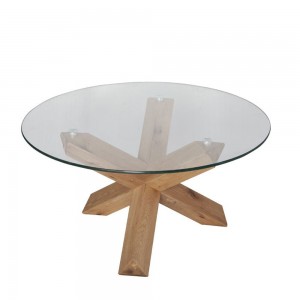 GLASS COFFEE TABLE ΔΙΑΦΑΝΟ OAK 80x80xH42cm