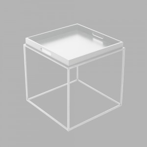 BUTLER SIDE TABLE MDF ΛΑΚΑΡΙΣΤΟ ΛΕΥΚΟ MDF ΛΑΚΑΡΙΣΤΟ 45x45x45cm