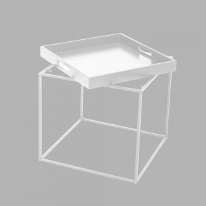 BUTLER SIDE TABLE MDF ΛΑΚΑΡΙΣΤΟ ΛΕΥΚΟ MDF ΛΑΚΑΡΙΣΤΟ 45x45x45cm