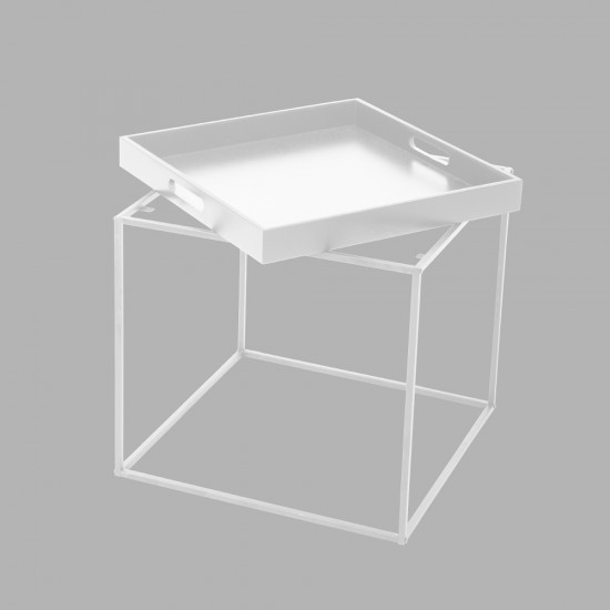 BUTLER SIDE TABLE MDF ΛΑΚΑΡΙΣΤΟ ΛΕΥΚΟ MDF ΛΑΚΑΡΙΣΤΟ 45x45x45cm