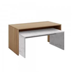 TUNUSIA COFFEE TABLE ARTISAN OAK TUNUSIA ΜΑΡΜΑΡΟ 90/80x45xH45/34cm