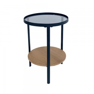 ACCORDO SIDE TABLE ΦΙΜΕ ΦΥΣΙΚΟ ΜΑΥΡΟ D40xH60cm