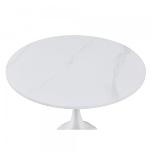 SNOW SIDE TABLE ΛΕΥΚΟ ΜΕ ΟΨΗ ΜΑΡΜΑΡΟΥ ΛΕΥΚΟ 50x50xH61cm