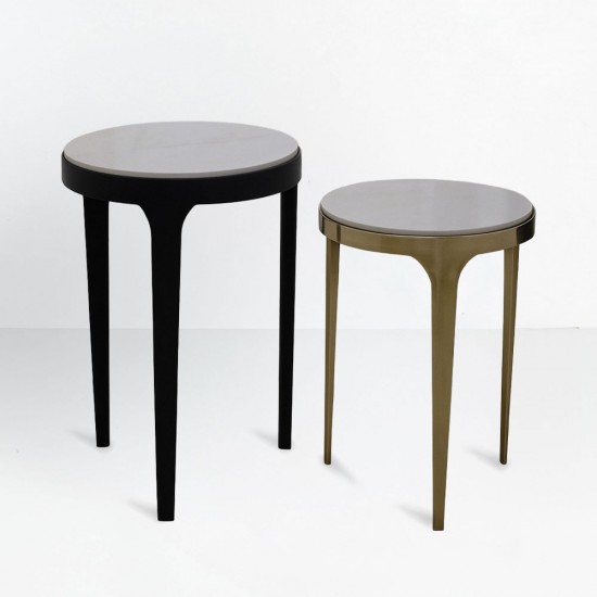 STICKS SIDE TABLE SET 2ΤΕΜ ΛΕΥΚΟ ΜΑΥΡΟ ΧΡΥΣΟ 37x37x54.5cm