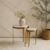 STICKS SIDE TABLE SET 2ΤΕΜ ΛΕΥΚΟ ΧΡΥΣΟ 37x37x54.5cm