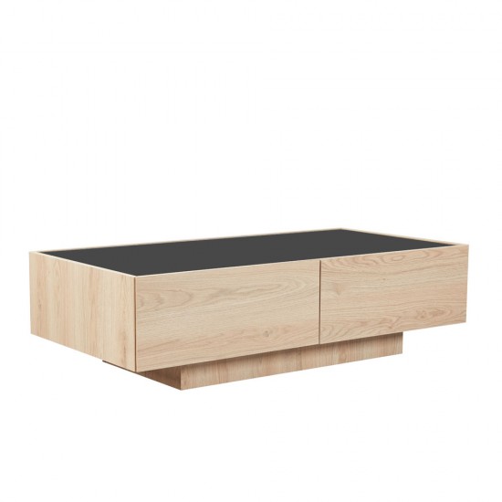 CUBIUS COFFEE TABLE ΦΥΣΙΚΟ ΦΙΜΕ ΜΑΥΡΟ 118x59xH33cm