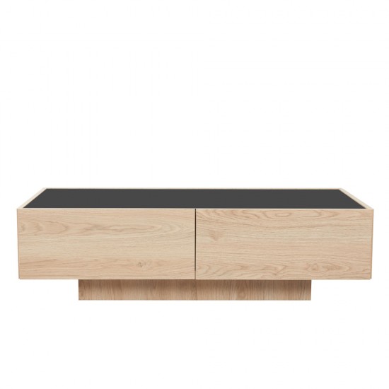 CUBIUS COFFEE TABLE ΦΥΣΙΚΟ ΦΙΜΕ ΜΑΥΡΟ 118x59xH33cm