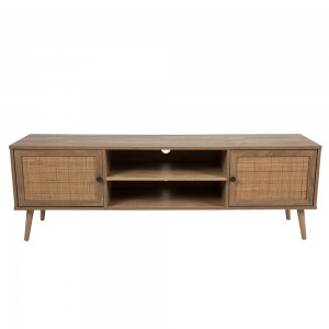 AMMOS TV STAND 2ΠΟΡΤΕΣ ΦΥΣΙΚΟ ΜΕ RATTAN 150x39xH49cm