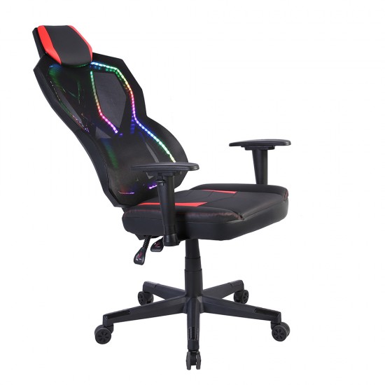 STORM ΚΑΡΕΚΛΑ GAMING ΓΡΑΦΕΙΟΥ LED ΜΑΥΡΟ ΚΟΚΚΙΝΟ 50x73xH135cm