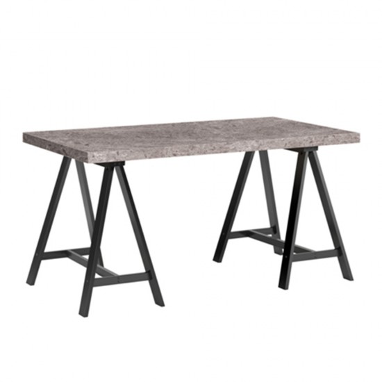 CAVALLETTO ΓΡΑΦΕΙΟ CEMENT ΜΑΥΡΟ 140x75x74cm