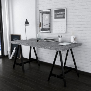 CAVALLETTO ΓΡΑΦΕΙΟ CEMENT ΜΑΥΡΟ 140x75x74cm