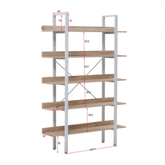 HORIZON ΒΙΒΛΙΟΘΗΚΗ 5ΡΑΦΙΑ SONOMA ΜΑΥΡΟ 120x28xH170cm HORIZON ΒΙΒΛΙΟΘΗΚΗ 5ΡΑΦΙΑ SONOMA ΜΑΥΡΟ 120x28xH170cm