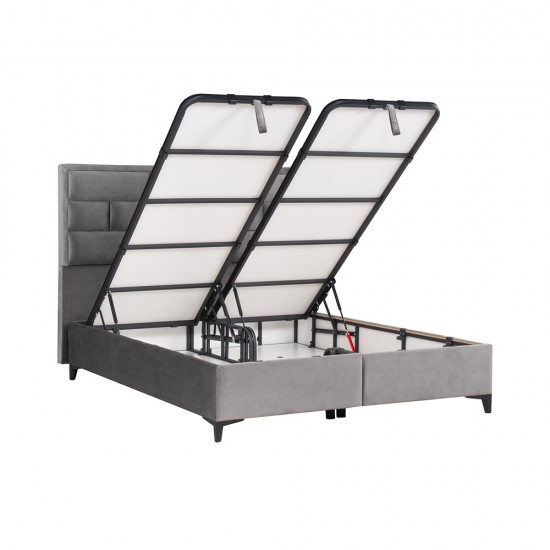 BRICK ΚΡΕΒΑΤΙ ΜΕ ΑΠΟΘΗΚ. ΧΩΡΟ (ΓΙΑ ΣΤΡΩΜΑ 160x200cm) ΓΚΡΙ 07-450 215x165x121cm