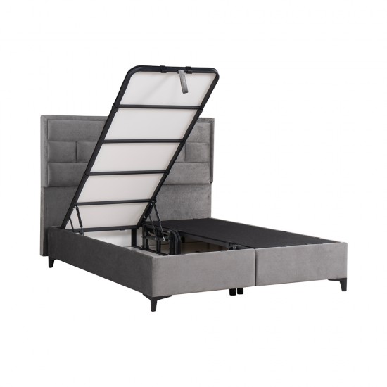 BRICK ΚΡΕΒΑΤΙ ΜΕ ΑΠΟΘΗΚ. ΧΩΡΟ (ΓΙΑ ΣΤΡΩΜΑ 160x200cm) ΓΚΡΙ 07-450 215x165x121cm