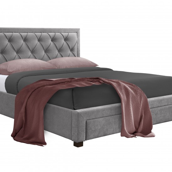 NOBLE ΚΡΕΒΑΤΙ (ΓΙΑ ΣΤΡΩΜΑ 160x200cm) ΓΚΡΙ ΣΚΟΥΡΟ 216,5x165xH122cm