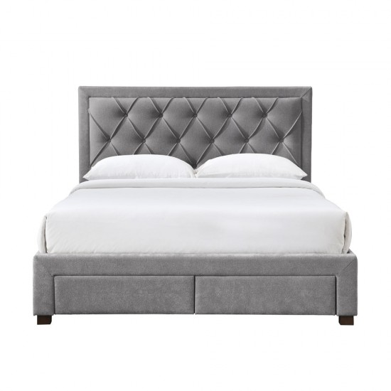 NOBLE ΚΡΕΒΑΤΙ (ΓΙΑ ΣΤΡΩΜΑ 160x200cm) ΓΚΡΙ ΣΚΟΥΡΟ 216,5x165xH122cm