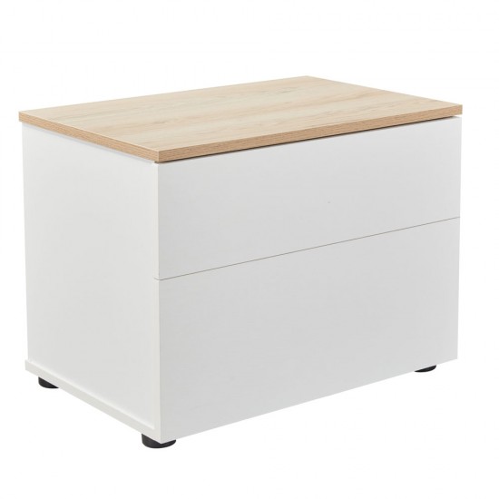 LUCIDO ΚΟΜΟΔΙΝΟ 2ΣΥΡΤΑΡΙΑ ΛΕΥΚΟ OAK ΦΥΣΙΚΟ 58x39x44.5cm