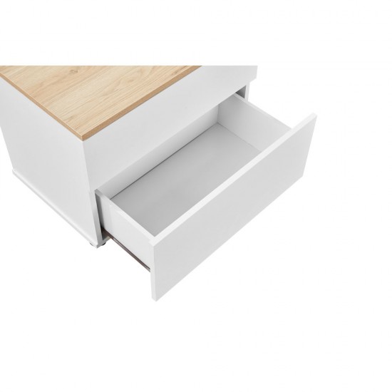 LUCIDO ΚΟΜΟΔΙΝΟ 2ΣΥΡΤΑΡΙΑ ΛΕΥΚΟ OAK ΦΥΣΙΚΟ 58x39x44.5cm