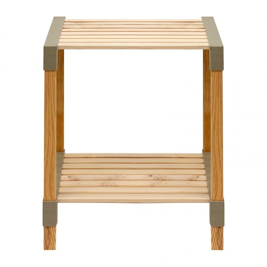 Τραπεζάκι βοηθητικό - κομοδίνο ξύλινο - πλαστικό χρώμα φυσικό - μπεζ 41x33x45εκ.