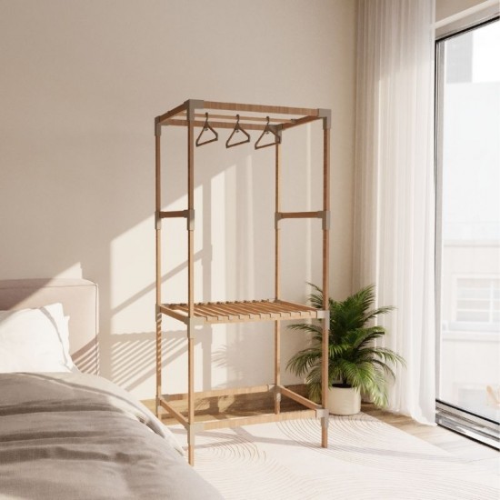 Ντουλάπα ρούχων ανοιχτή - Έπιπλο εισόδου ξύλινο - πλαστικό χρώμα φυσικό - μπεζ 75x46x156εκ.