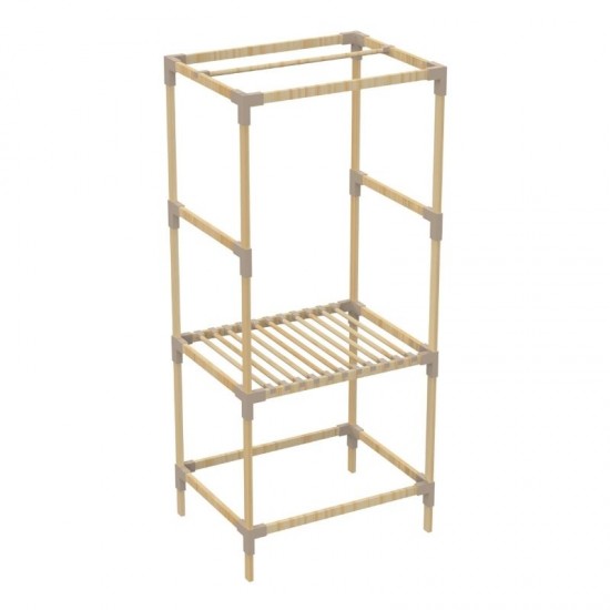 Ντουλάπα ρούχων ανοιχτή - Έπιπλο εισόδου ξύλινο - πλαστικό χρώμα φυσικό - μπεζ 75x46x156εκ.