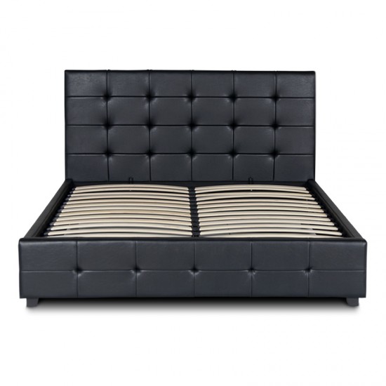 Κρεβάτι Iro από Τεχνόδερμα με Αποθηκευτικό Χώρο – Μαύρο 160x200