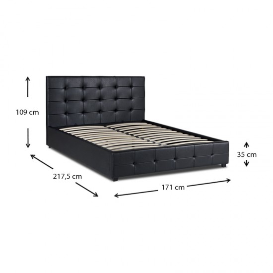 Κρεβάτι Iro από Τεχνόδερμα με Αποθηκευτικό Χώρο – Μαύρο 160x200