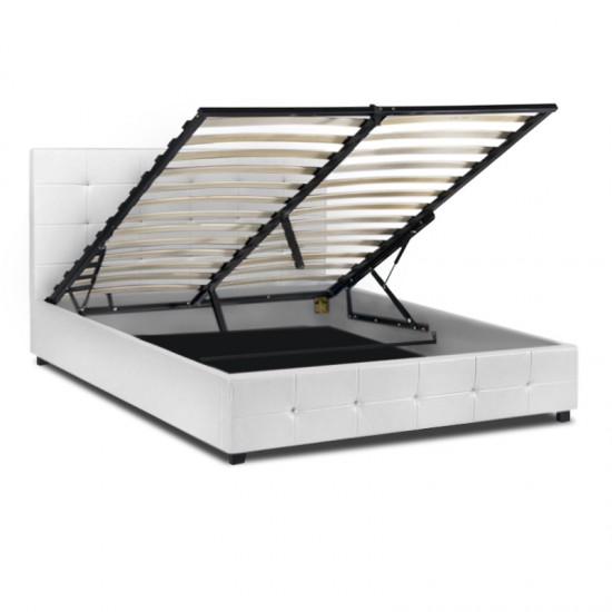 Κρεβάτι Iro από Τεχνόδερμα Λευκό 160x200 με Αποθηκευτικό Χώρο