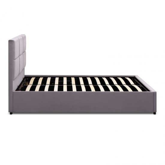 Κρεβάτι Kingston βελούδινο με αποθηκευτικό χώρο χρώμα γκρι 160x200εκ.