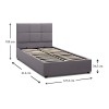 Κρεβάτι Kingston  βελούδινο με αποθηκευτικό χώρο χρώμα γκρι 120x200εκ.