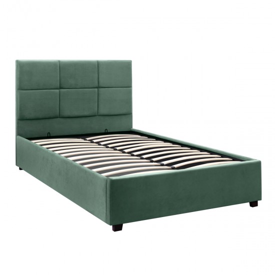 Κρεβάτι Kingston βελούδινο με αποθηκευτικό χώρο χρώμα κυπαρρισί 120x200εκ.