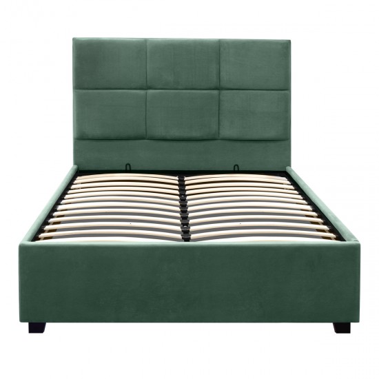 Κρεβάτι Kingston βελούδινο με αποθηκευτικό χώρο χρώμα κυπαρρισί 120x200εκ.