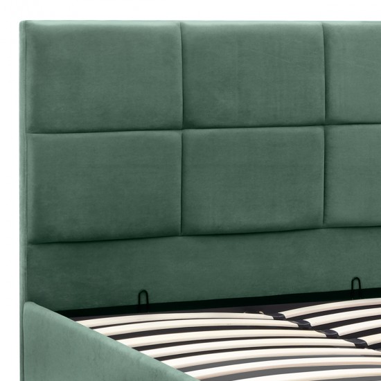 Κρεβάτι Kingston βελούδινο με αποθηκευτικό χώρο χρώμα κυπαρρισί 120x200εκ.