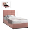 Κρεβάτι Kingston βελούδινο με αποθηκευτικό χώρο χρώμα melon pink 100x200εκ.