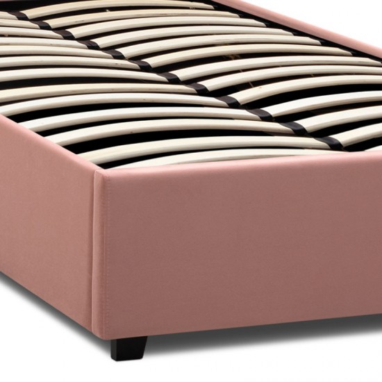 Κρεβάτι Kingston βελούδινο με αποθηκευτικό χώρο χρώμα melon pink 100x200εκ.