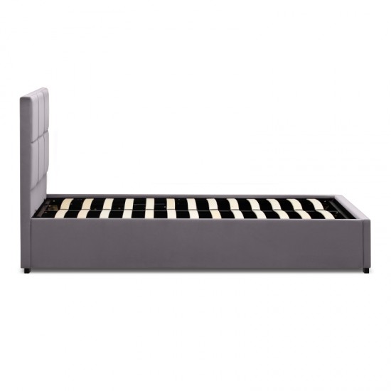 Κρεβάτι Kingston βελούδινο με αποθηκευτικό χώρο χρώμα γκρι 100x200εκ.