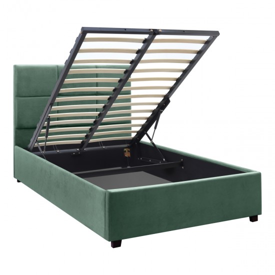 Κρεβάτι Kingston βελούδινο με αποθηκευτικό χώρο χρώμα κυπαρρισί 100x200εκ.