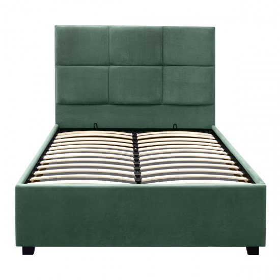 Κρεβάτι Kingston βελούδινο με αποθηκευτικό χώρο χρώμα κυπαρρισί 100x200εκ.