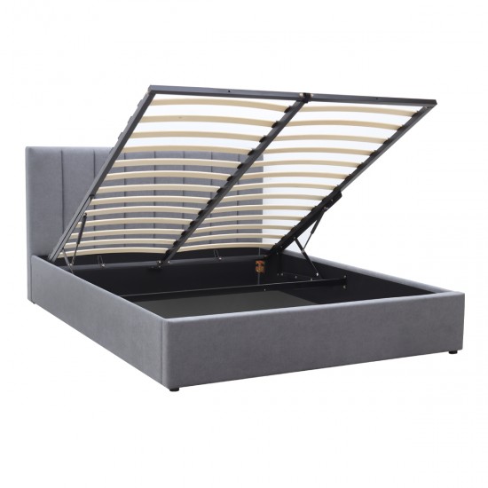 Κρεβάτι Renata υφασμάτινο με αποθηκευτικό χώρο χρώμα γκρι 160x200εκ.