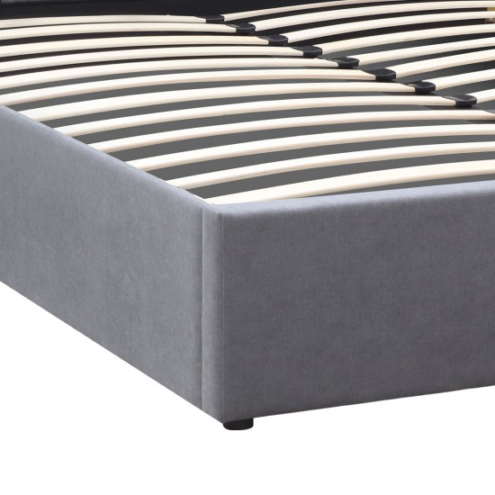 Κρεβάτι Renata υφασμάτινο με αποθηκευτικό χώρο χρώμα γκρι 160x200εκ.