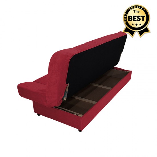 Kαναπές - κρεβάτι Tiko PLUS τριθέσιος με αποθηκευτικό χώρο και ύφασμα σε κόκκινο 200x90x96εκ.