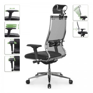 Καρέκλα γραφείου Samurai L2-6D εργονομική με ύφασμα TS Mesh και τεχνόδερμα χρώμα μαύρο 69x70x125/137εκ.