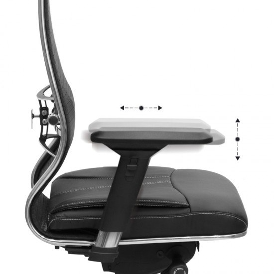 Καρέκλα γραφείου Samurai L2-6D εργονομική με ύφασμα TS Mesh και τεχνόδερμα χρώμα μαύρο 69x70x125/137εκ.