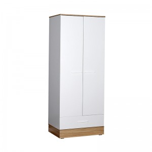 Ντουλάπα ρούχων Base δίφυλλη από μελαμίνη σε χρώμα λευκό - sonoma 