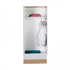 Ντουλάπα ρούχων Base δίφυλλη από μελαμίνη σε χρώμα λευκό - sonoma 