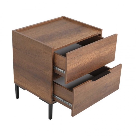 Κομοδίνο Oryana χρώμα καρυδί 55x44x59εκ.