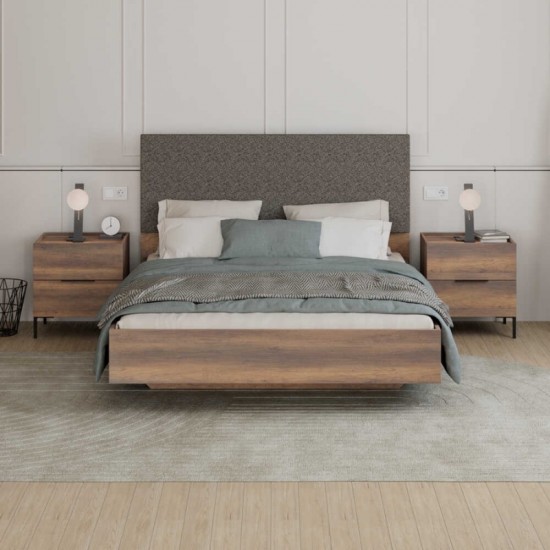 Κρεβάτι Oryana χρώμα καρυδί 160x200εκ.